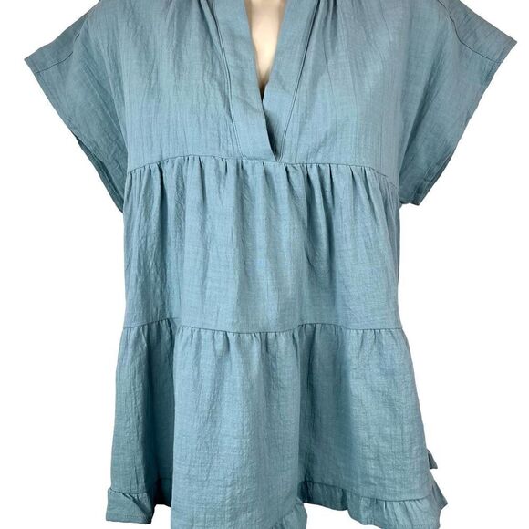 Talulah Peplum Top in Sage 100% Cotton Women's Size Large - Picture 3 of 9